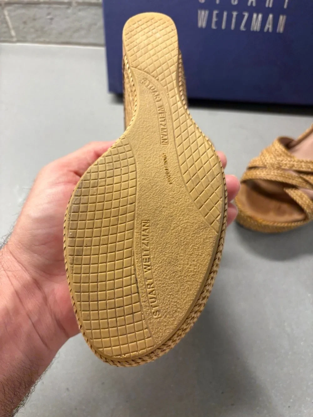Stuart Weitzman Braided Tan Wedge Sandals - Picture 2 of 6